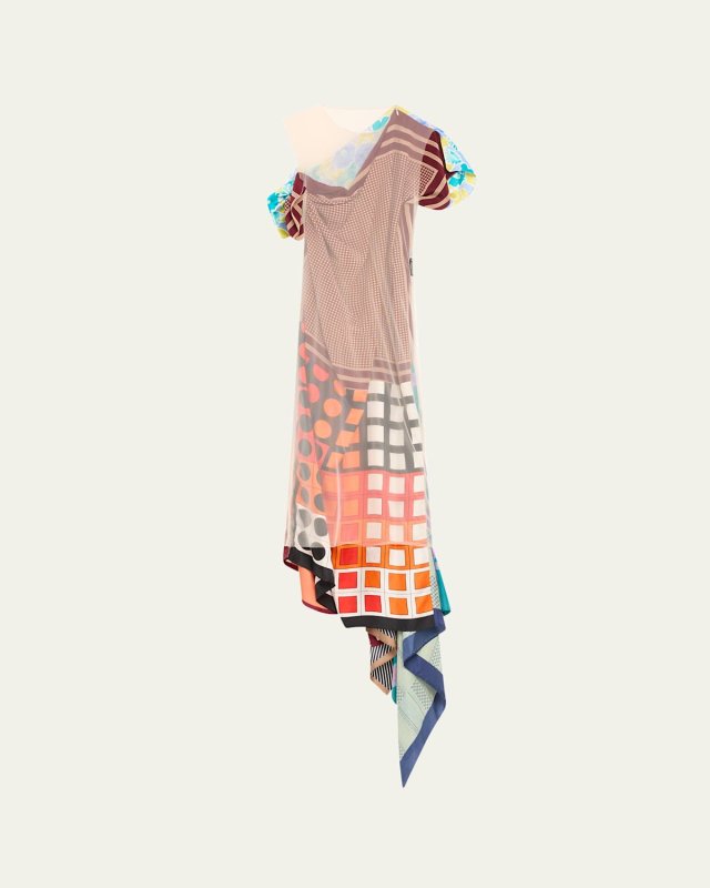 Regenerated Silk Scarves Long Fitted Dress